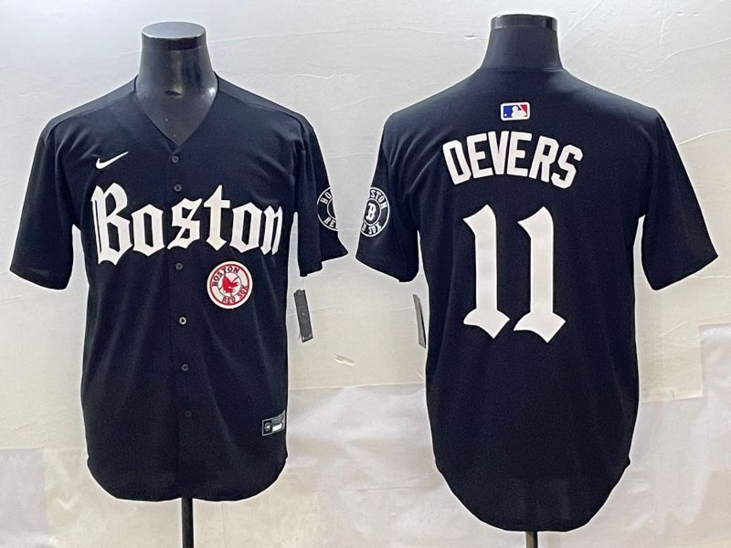 Men 2025 Boston Red Sox #11 Devers Black Five generations Joint Name Nike MLB Jersey style 30->boston red sox->MLB Jersey
